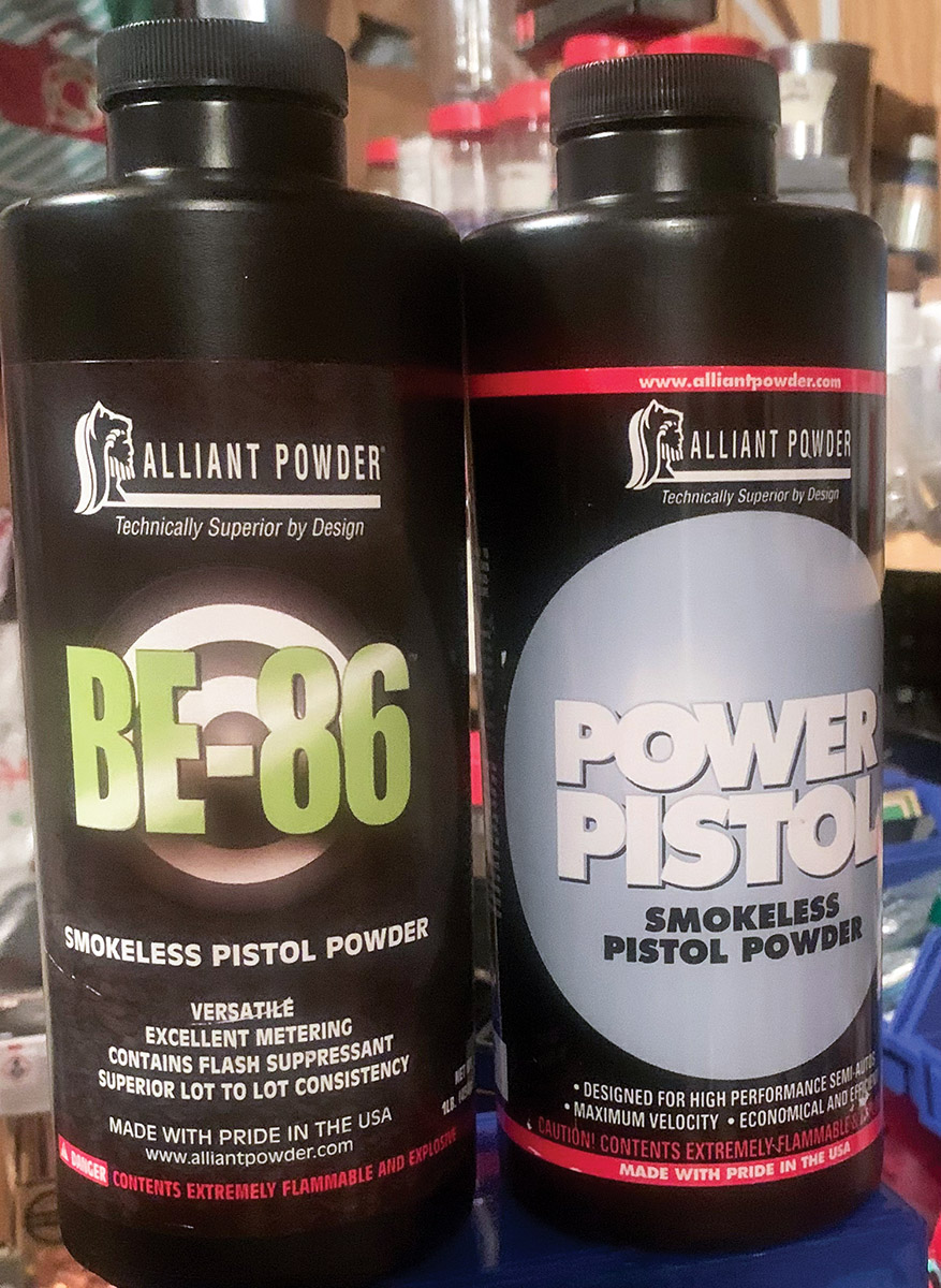 Alliant BE-86 and Power Pistol were two useful powders for the heavy loads.